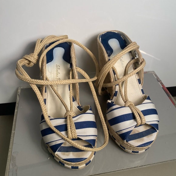 Salvatore Ferragamo Blue and White Espadrilles - Picture 1 of 5